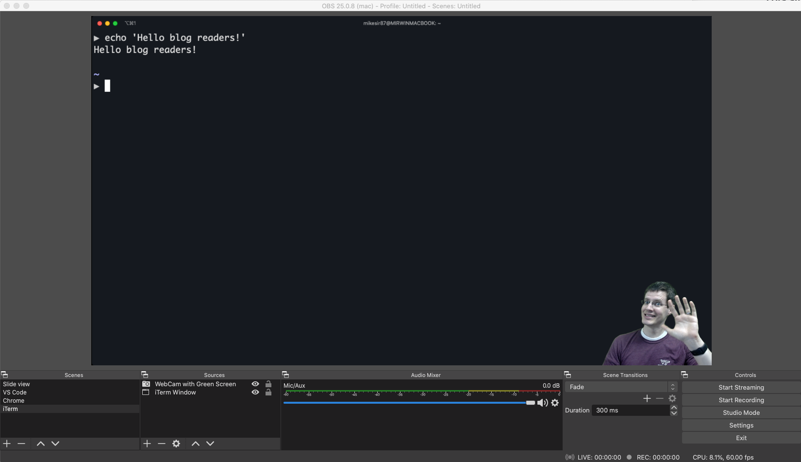 OBS Layout for the iTerm scene