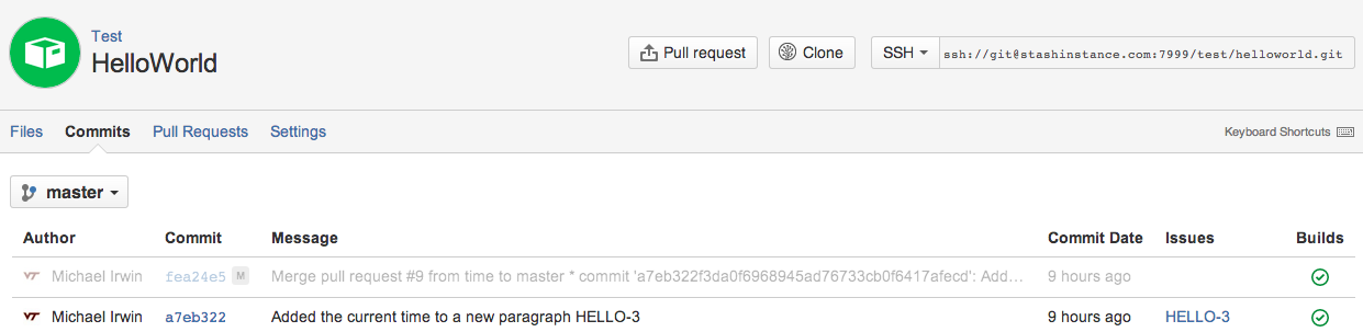 Indicator of build success on repo's commit screen