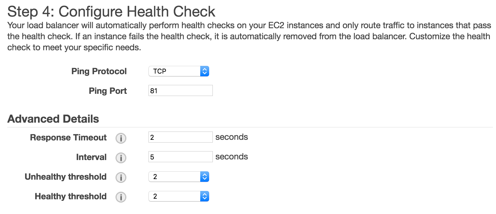 ELB Health Check Configuration